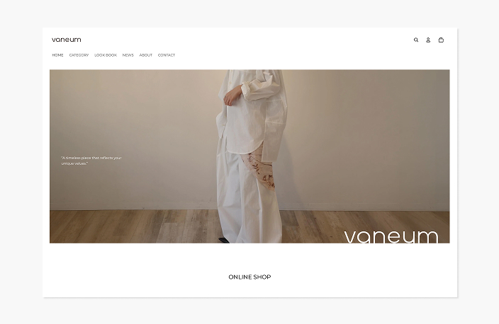 バニュームブランドのECサイトトップページ
