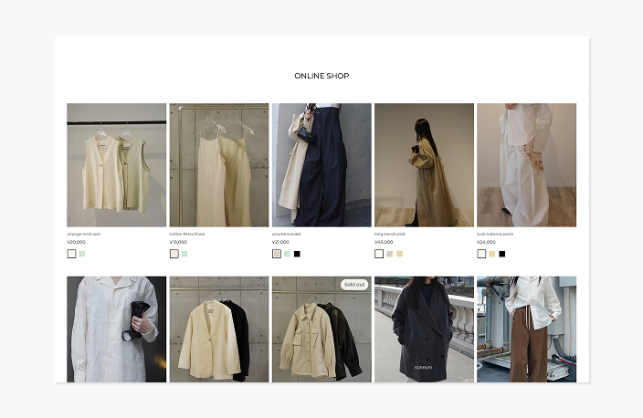 バニュームブランドのECサイトトップページ